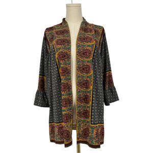Anthropologie Aoyama Itchome Boho Printed Cardigan Blouse Bell Sleeve S